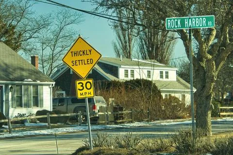 Cape Cod Thickly Settled Sign Stock Photos