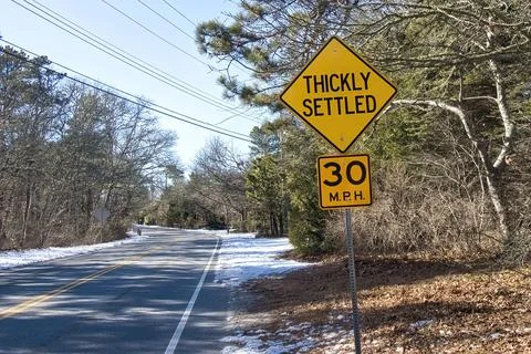 Cape Cod Thickly Settled Sign Stock Photos