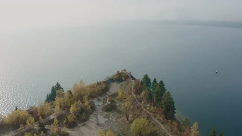 Cape of confluence of two rivers from a height Stock-Footage 144752839