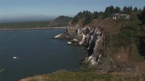 Cape Disappointment with Interpretive center Stock Footage 56776902