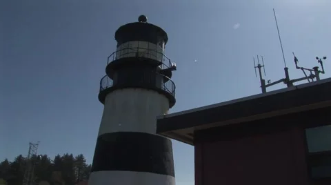 Cape Disappointment Lighthouse with radar Stock Footage 56776760