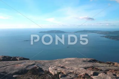 Cape Finisterre seen from mount Pindo. Stock Photos