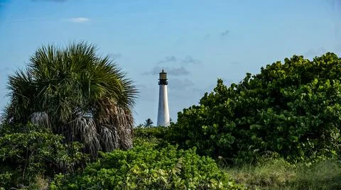 Cape Florida Light lighthouse in Key Biscayne, Florida Stock Photos