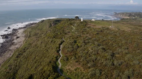 Cape Foulwind Lighthouse (Drone) Stock Footage 86503258