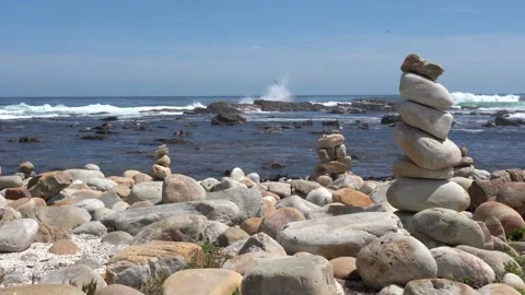 Cape of Good Hope, cape point, stacked rocksat the coastline, background with Stock Footage 130262357
