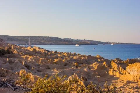 Cape Greco Cyprus at sunset Stock Photos
