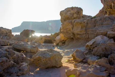 Cape Greco Cyprus at sunset Stock Photos