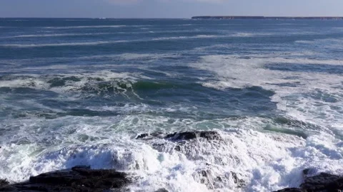 Cape Hanazaki, Rough Waves, and the Pacific Ocean Stock-Footage 332345499