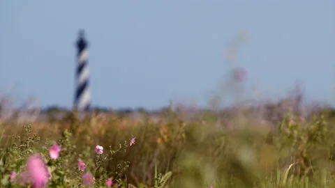 Cape Hatteras Lighthouse Butterfly Rack Focus 4K Stock Footage 159901426