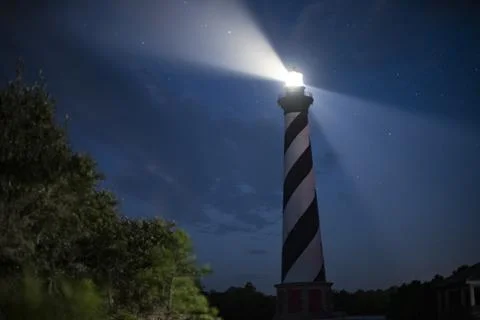 Cape Hatteras Lighthouse at Night Stock Photos