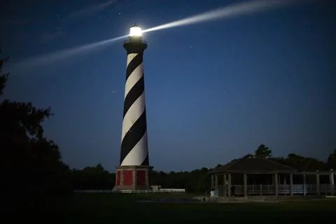 Cape Hatteras Lighthouse at Night Stock Photos