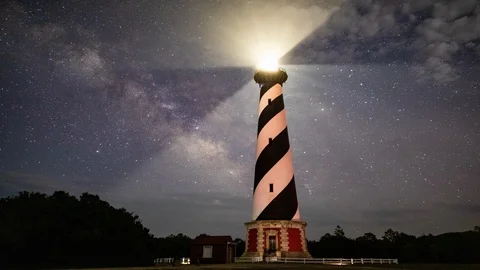 Cape Hatteras Lighthouse in The Outer Banks, North Carolina 스톡 동영상 121550036