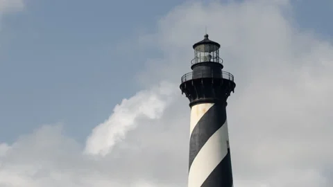 Cape Hatteras Lighthouse Tower Platform Close Up Clouds Timelapse 4K Stock Footage 159887862