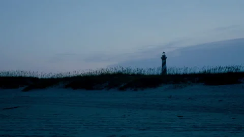 Cape Hatteras Lighthouse at Twilight Stock Footage 159980272