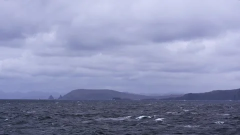 Cape Horn Wide View Rugged Coastline with Rough Seas Large Waves Stock Footage 277920122