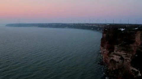 Cape Kaliakra, hight cliffs and ships in open sea Stock Footage 21272665