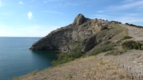 Cape Kapchik (dragon's head), Black Sea, New World, Crimea Video stock 278100391