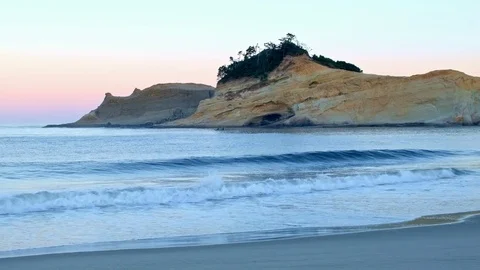 Cape Kiwanda dawn beach waves Oregon Coast Oregon 31 Stock Footage 81604530