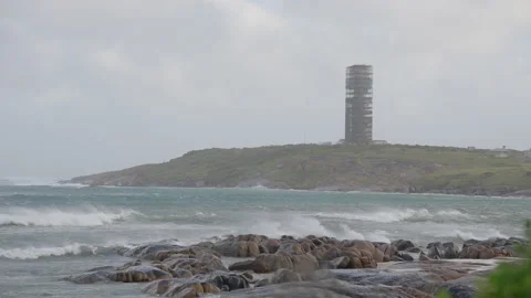 Cape Leeuwin Lighthouse during storm slow motion Stock Footage 204753472