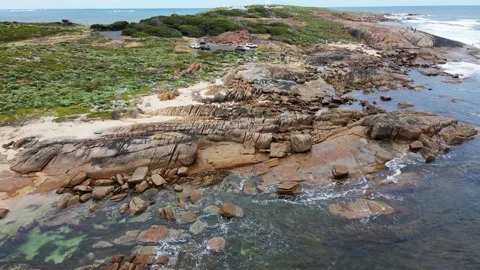 Cape Leeuwin Lighthouse has stood to help protect shipping off WA Stock Footage 280328493