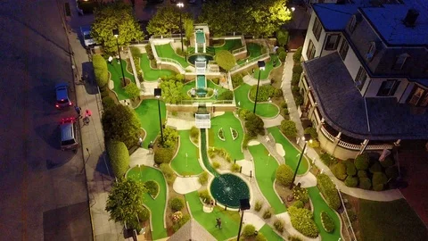 Cape May night aerial mini golf Stock Footage 99050643