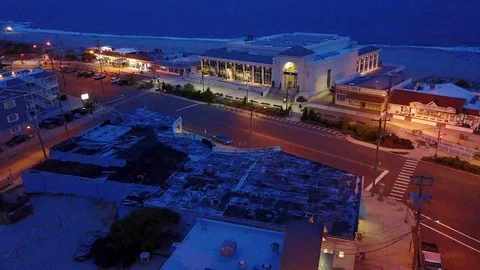 Cape May night flyover beach drive Stock Footage 99050411