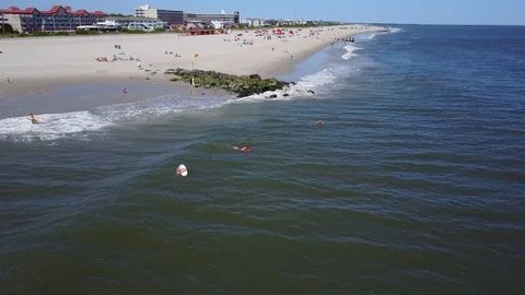 Cape May Surfers Stock Footage 99056543