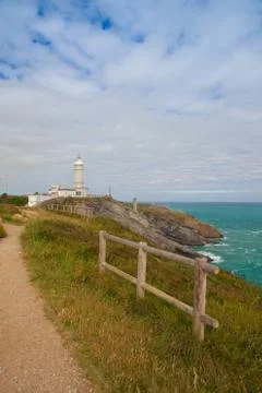 Cape Mayor lighthouse in Santander,Spain 写真素材