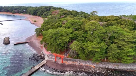 Cape Mihama | Pine Forest | Top Down | Sand Spit | Aerial | 4K Видео 329063835