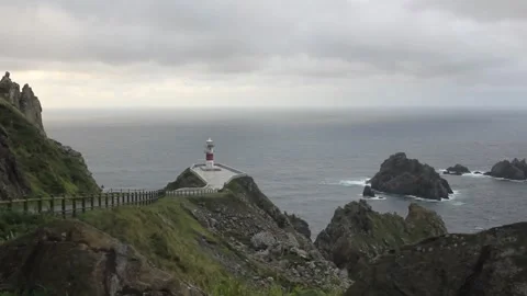Cape Ortegal, Spain, during sunset in a cloudy day Stock Footage 250293865