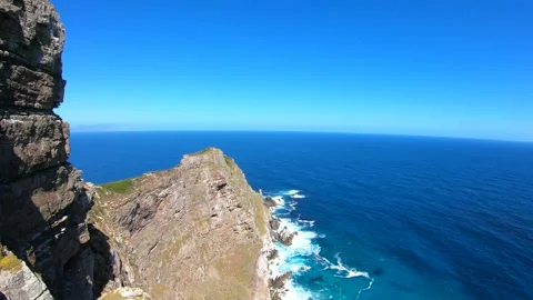 Cape Point Blue Ocean Overlooking the Atlantic Ocean, South Africa Stock Footage 312480508