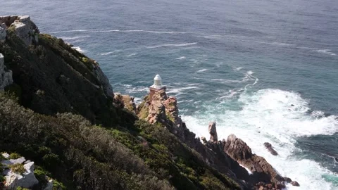 Cape Point Lighthouse Wide 4K Stock Footage 141124690