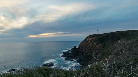 Cape Schanck Lighthouse sunset time lapse day to night Stock Footage 316762466