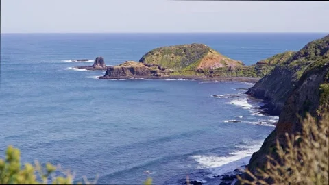 Cape Schanck Pulpit Rock View. Static Coastal Landscape of Mornington Peninsula Video stock 317235962