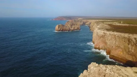 Cape St Vincent Cliff close to Lighthouse 스톡 동영상 132248844