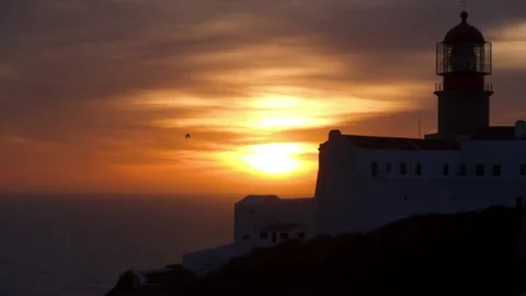 Cape St Vincent Lighthouse sunset Stock Footage 132249081