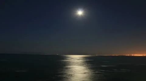 Cape, The Strand Moonset over Falsebay Stock Footage 10726729