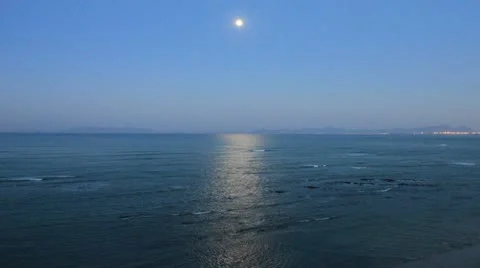 Cape, The Strand Moonset over Falsebay Stock Footage 10893718