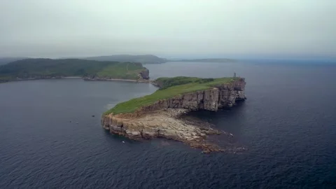 Cape Tobizina Island russian fog Stock Footage