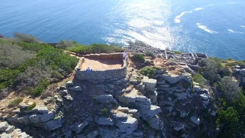 Cape Town Aerial Pull Back Shot at Cape Point, South Africa Stock Footage 79736813