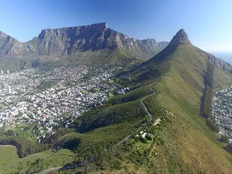 Cape Town Aerial of Table Mountain and Lion's Head Stock Footage 79731313