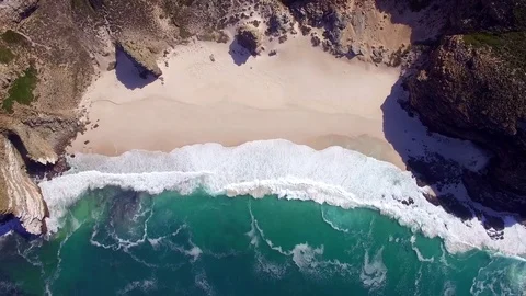 Cape Town Beach at Cape Point Rise and Spin Aerial View Stock-Footage 79812419