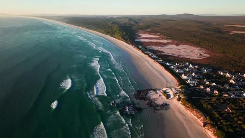 Cape Town beach coastline with Atlantic Ocean waves aerial view Stock Footage 330879453