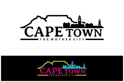 Cape Town cityscape featuring iconic landmarks for travel agency promotions Stock Illustration