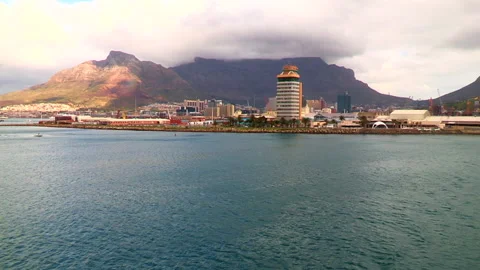 Cape Town coastline with Table Mountain in the background Stock Footage 161797350