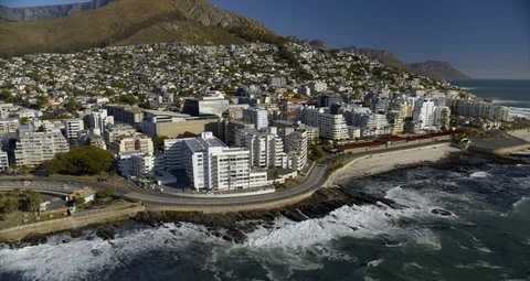 Cape Town Covid 19 Lockdown Coastal View with Lion’s Head 6K Video stock 128467242