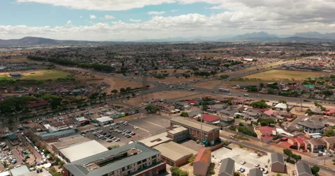 Cape Town Flying Over Buildings Drone Footage, South Africa. Timelapse. Stock Footage 155678043