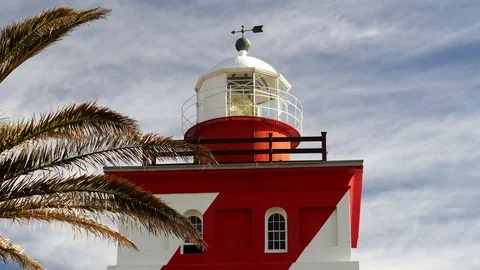 Cape Town, Green Point lighthouse close view Stock Footage