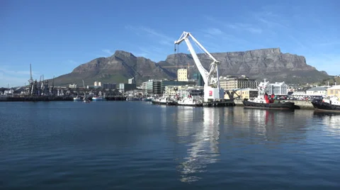 Cape Town harbour and Table Mountain Stock Footage 39298244