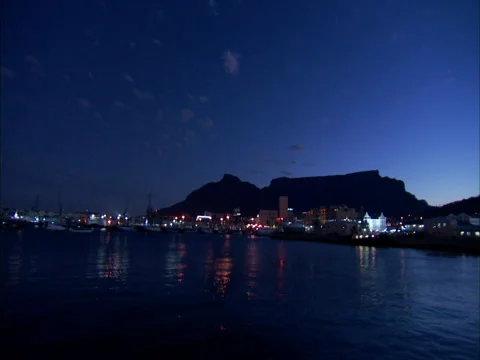 Cape Town harbour at night Stock Footage